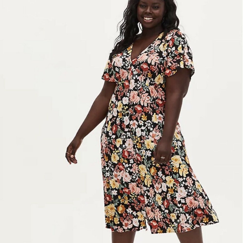 NEW Torrid Challis Midi Dress Floral Plus Size 4X
